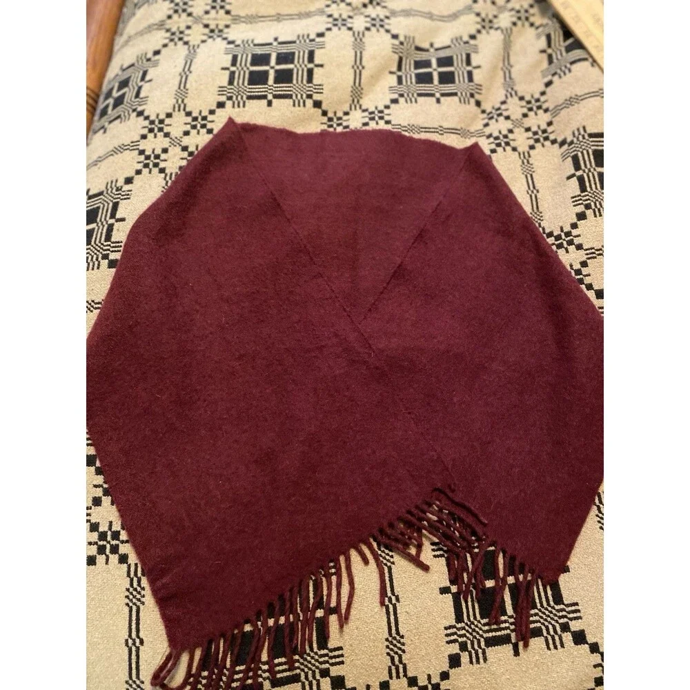 VTG 100% Cashmere Burgundy  Scarf Made in West Germany Lion Crest
